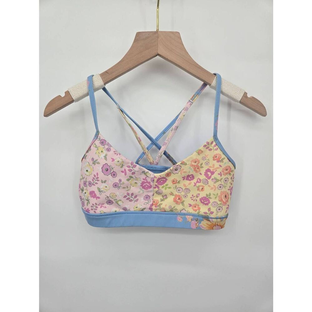 LoveShackFancy X Bandier Floral Strappy Sports Bra Size XS